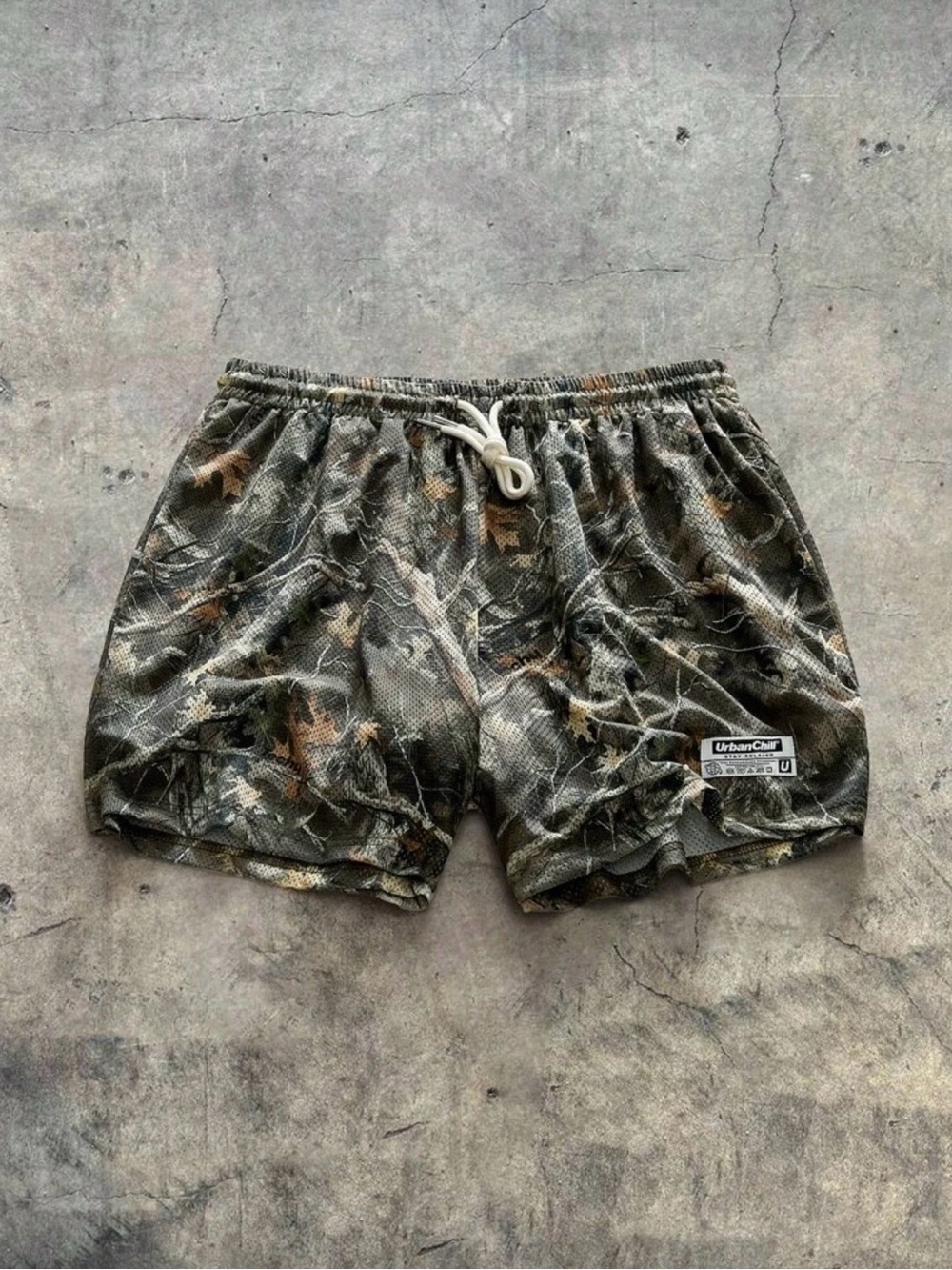UrbanCraft Camo Mesh Athletic Shorts - Green/Brown